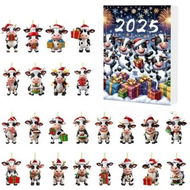 Detailed information about the product Christmas Cow Advent Calendar 2D Acrylic Cow Ornaments for Christmas Tree Decoration,24 PC Cute Cow Designs,Christmas Home Decor