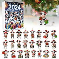 Detailed information about the product Christmas Cow Advent Calendar 2D Acrylic Cow Ornaments for Christmas Tree Decoration,24 PC Cute Cow Designs,Christmas Home Decor