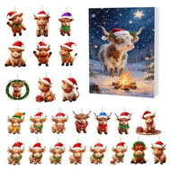 Detailed information about the product Christmas Cow Advent Calendar, 2D Flat Acrylic Highland Cow 24 Day Pendant Holiday Countdown Decoration, Christmas Surprise Holiday Gifts