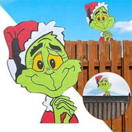 Detailed information about the product Christmas Decoration Grinch Stealing Sign Grinch Peeping Over Fence Decoration Peeker Garden Outdoor Decor for Garden Lawn Path Yard Patio