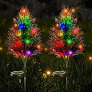 Detailed information about the product Christmas Decoration Outdoor Solar Tree Lights Outdoor Lights Waterproof IP67 Auto On/Off Solar Pathway Stakes Pine Lights For Patio Garden Yard Lawn Cemetery Xmas Decor (2 Pack)