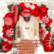 Detailed information about the product Christmas Decorations Balloon Arch Garland Kit Including Merry Christmas Banner Santa Claus Snowman Christmas Tree Stars