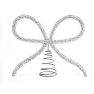 Detailed information about the product Christmas Decorations, Gold Glass Rhinestone Bow Tree Topper, Xmas Holiday Tree Top Decoration for Indoor Outdoor Home Room Party, Silver