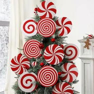 Detailed information about the product Christmas Decorations Indoor Tree Picks, 8 pcs Large Red White Peppermint Lollipop Christmas Picks for Xmas Tree Topper