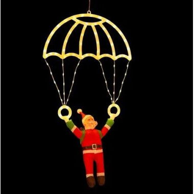 Christmas Decorations Lights Outdoor USB Power Parachute Lights 8 Modes Waterproof Hanging Warm White Santa Claus Indoor Eave Roof Holiday Gift COL Warm