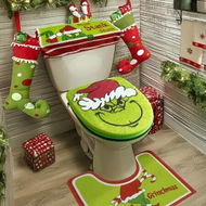 Detailed information about the product Christmas Decorations,Xmas Bathroom Sets - Christmas Decor Toilet Seat Cover and Rug for Indoor Home Bathroom Set of 4