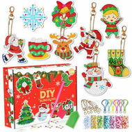 Detailed information about the product Christmas Diamond Painting Keychain DIY Hanging Diamond Art Kits Diamond Ornaments for Kids Christmas Crafts Family Decor