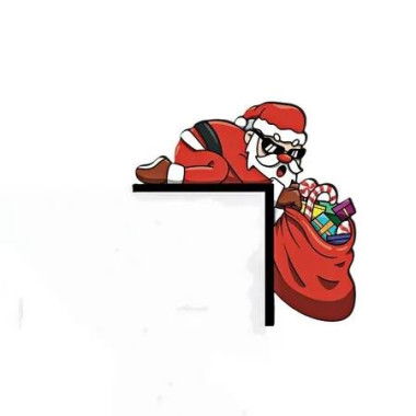 Christmas Door Corner Decoration, Santa Top Door Frame, Christmas Frame Decoration with Double-sided Tape, Wooden Front Christmas Decoration for Home