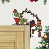 Detailed information about the product Christmas Door Corner Decoration,Grinch Top Door Frame,Christmas Frame Decoration with Double-sided Tape,Wooden Front Christmas Decoration for Home