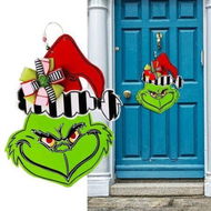 Detailed information about the product Christmas Door Hanging Plaque Decoration, Welcome Sign Funny Grinch_Welcome Front Door Sign Wreaths,Wood Farmhouse Porch Decor for Home Wall Garland