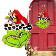 Detailed information about the product Christmas Door Hanging Plaque Decoration, Welcome Sign Funny Grinch_Welcome Front Door Sign Wreaths,Wood Farmhouse Porch Decor for Home Wall Garland