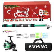 Detailed information about the product Christmas Fishing Rod and Reel Combo Kit Lightweight Starter Set Saltwater Freshwater Great Christmas Gift Color Green