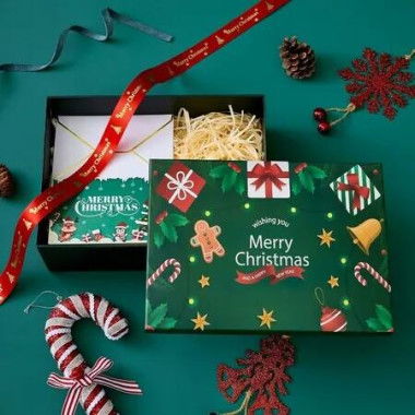 Christmas Gift Box with Lid for Presents,Green Gift Box with Contains Card, Large Gift Box for Christmas (Green 29*22*10.5cm)