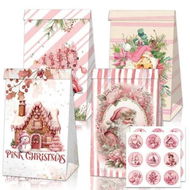 Detailed information about the product Christmas Gift Boxes Candy Box with Stickers Party Favor Mini Goody Bags Paper Gift Bag,Pink(12 Pieces,4 Styles)