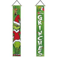 Detailed information about the product Christmas Grinch Banner for Front Door, Christmas Winter Holiday Hanging Banner Flag 30 x 180 cm