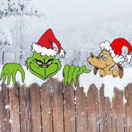 Detailed information about the product Christmas Grinch Decorations Outdoor, Grinchmas Fence Peeker Yard Signs for Courtyard Wall Decorations