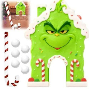 Christmas Grinch Golf Game Set With Candy Cane Club 6 Balls,Portable Golf Course Set,Christmas Grinch Golf Course Set,For Home Party Christmas Gift