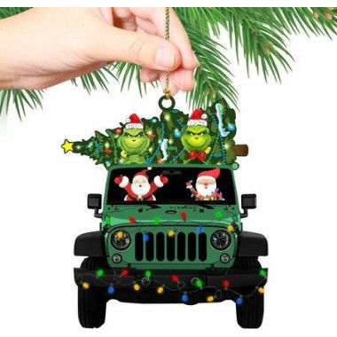 Christmas Grinch Ornament Family Truck Christmas Tree Ornaments Gift Decoration 3X3 Inches-Style A