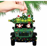 Detailed information about the product Christmas Grinch Ornament Family Truck Christmas Tree Ornaments Gift Decoration 3X3 Inches-Style C