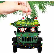 Detailed information about the product Christmas Grinch Ornament Family Truck Christmas Tree Ornaments Gift Decoration 3X3 Inches-Style D