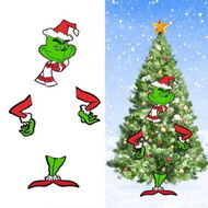 Detailed information about the product Christmas Grinch Tree Topper Decoration Large Size Cardboard Head Arms Legs Grinch Plugin For Christmas Party Home Decor