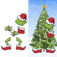 Detailed information about the product Christmas Grinch Tree Topper Decoration Large Size Cardboard Head Arms Legs Grinch Plugin For Christmas Party Home Decor