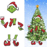 Detailed information about the product Christmas Grinch Tree Topper Decoration Large Size Cardboard Head Arms Legs Grinch Plugin For Christmas Party Home Decor