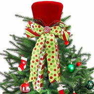 Detailed information about the product Christmas Hat Bow Tree Topper Ideal For Christmas Trees And Holiday Decorations