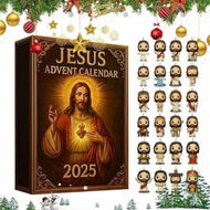 Detailed information about the product Christmas Jesus Advent Calendar 2025, Christmas Tree 2D Acrylic Hanging Ornaments with 24 Days Hanging Jesu Pendants