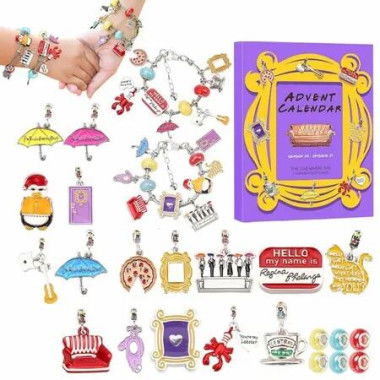 Christmas Jewellery Countdown Advent Calendar 24 Days Bracelet DIY Jewelry Making Kit,Charm Bracelet Making Kits