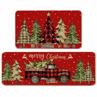 Detailed information about the product Christmas Kitchen Mats for Floor - Farmhouse Truck Buffalo Plaid Christmas Kitchen Decor - Red Christmas Kitchen Rugs Set of 2