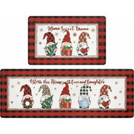 Detailed information about the product Christmas Kitchen Rug Set of 2 Non Slip Buffalo Plaid Gnomes Anti Fatigue Kitchen Rugs Floor Carpet Set for Winter Xmas Holiday Kitchen Decor