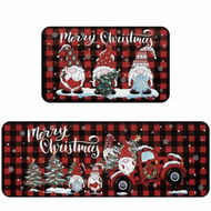 Detailed information about the product Christmas Kitchen Rug Set of 2 Non Slip Buffalo Plaid Gnomes Anti Fatigue Kitchen Rugs Floor Carpet Set for Winter Xmas Holiday Kitchen Decor