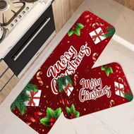 Detailed information about the product Christmas Kitchen Rugs Sets of 2, Gift Merry Christmas Floor Mats Ribbon Non-Slip Washable Snowflakes Xmas Rug Doormat Indoor Home Decor,40x60-40x120 cm