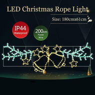 Detailed information about the product Christmas Light Decor LED Strip Rope Xmas Bell Star Leaf Holiday Ornament Outdoor Indoor 180x61cm XXL Size