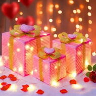 Detailed information about the product Christmas Lighted Gift Boxes 3 Pack Pink Lighted Christmas Boxes Light Up Present Boxes Decorations for Indoor Outdoor Battery Operated LED Light Up Gift