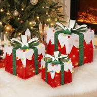 Detailed information about the product Christmas Lighted Gift Boxes 3 Pack RED Lighted Boxes Light Up Present Boxes Decorations for Indoor Outdoor Battery Operated LED Light Up Gift