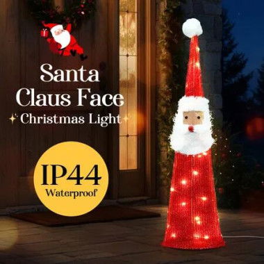 Christmas Lights Decorations Santa Claus Face 30 LED Strip Home Display Fairy Lighting Outdoor Xmas Holiday House Bedroom Ornaments 60cm Warm White