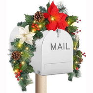 Detailed information about the product Christmas Mailbox with Wintry Berries Greenery Branches Cones Christmas Mailbox Decorations,Holiday House Party Decoratio