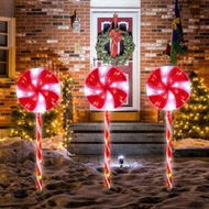 Detailed information about the product Christmas Outdoor Decorations, Candy Cane Solar Pathway Lights with 8 Modes, Outside Christmas Decoration for Walkway, Yard, Pathway