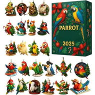 Detailed information about the product Christmas Parrot Advent Calendar, 2D Acrylic Countdown Ornament Festive Parrot Pendant Decoration for Christmas Decoration