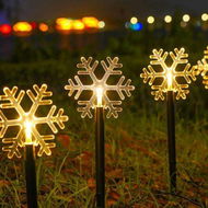 Detailed information about the product Christmas Pathway Solar Lights Decorative Garden Display LED Light 5 Pieces Warm Lights (Snowflakes)