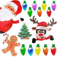 Detailed information about the product Christmas Reflective Car Magnets Set 16Pcs, Christmas Santa with Bulb Light and Wire Car Decoration