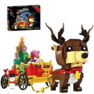 Detailed information about the product Christmas Reindeer Building Blocks Santa Sleigh Building Toy with Xmas Tree Christmas Playset Building Toy Party