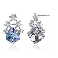 Detailed information about the product Christmas Snowflake Cubic Swarovski Crystal Post Earrings S925 Sterling Silver