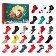 Detailed information about the product Christmas Socks Advent Calendar, 24 Days of Advent Box Socks Christmas Countdown, Santa Elk Snowman Christmas Tree Pattern for Socks Gifts Advent Calendar