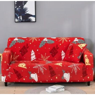 Christmas Sofa Cover Printed Sofa Couch Cover Washable Furniture Protector Christmas Home Room Festival Decoration Size 235-300cm