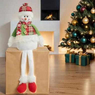 Christmas Standing Snowman, Xmas Stuffed Snowman Standing Figure with Extendable Legs for Christmas Floor Decor,1 Pack