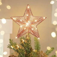 Detailed information about the product Christmas Star Tree Topper Glitter 3D Star Tree Top With LED Lights For Christmas Tree Decoration And Holiday Seasonal Decor - Rose Gold