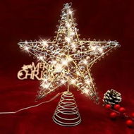 Detailed information about the product Christmas Star Tree Topper with 20 LED Lights,Battery Operated 9 Inch Metal Hollow Design,Easy-to-Install Christmas Tree Decorations,Silver